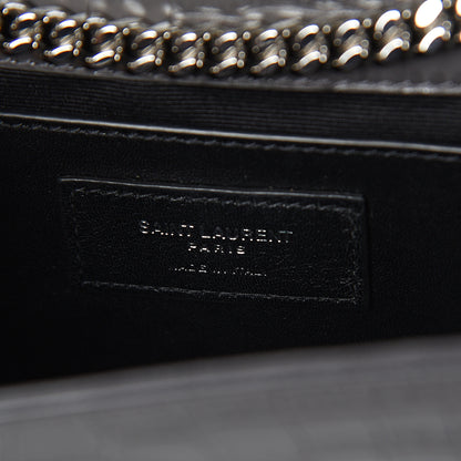 Saint Laurent Calfskin Crocodile Embossed Medium Classic Monogram Kate Tassel Satchel Storm 5 of 8