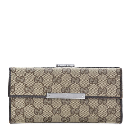Gucci Monogram Metal Bar Continental Flap Wallet Beige Ebony Dark Brown 1 of 13