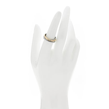David Yurman Sterling Silver 18K Yellow Gold Narrow Crossover Ring 53 6.5 2 of 5