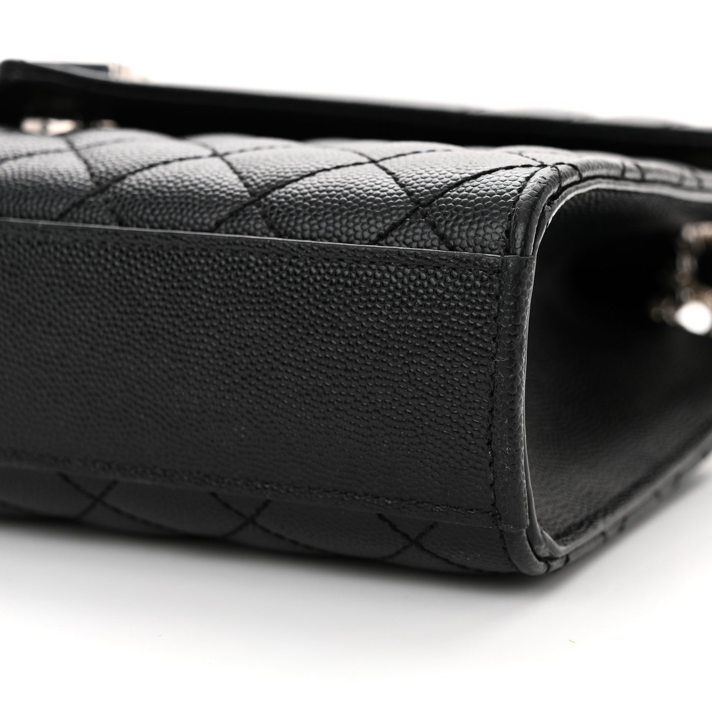 Grain De Poudre Textured Mixed Matelasse Triquilt Medium Monogram Satchel Black