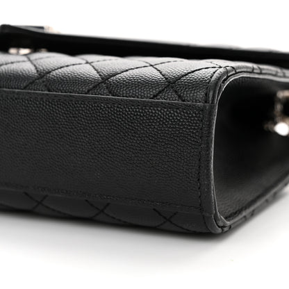 Saint Laurent Grain De Poudre Textured Mixed Matelasse Triquilt Medium Monogram Satchel Black 10 of 15