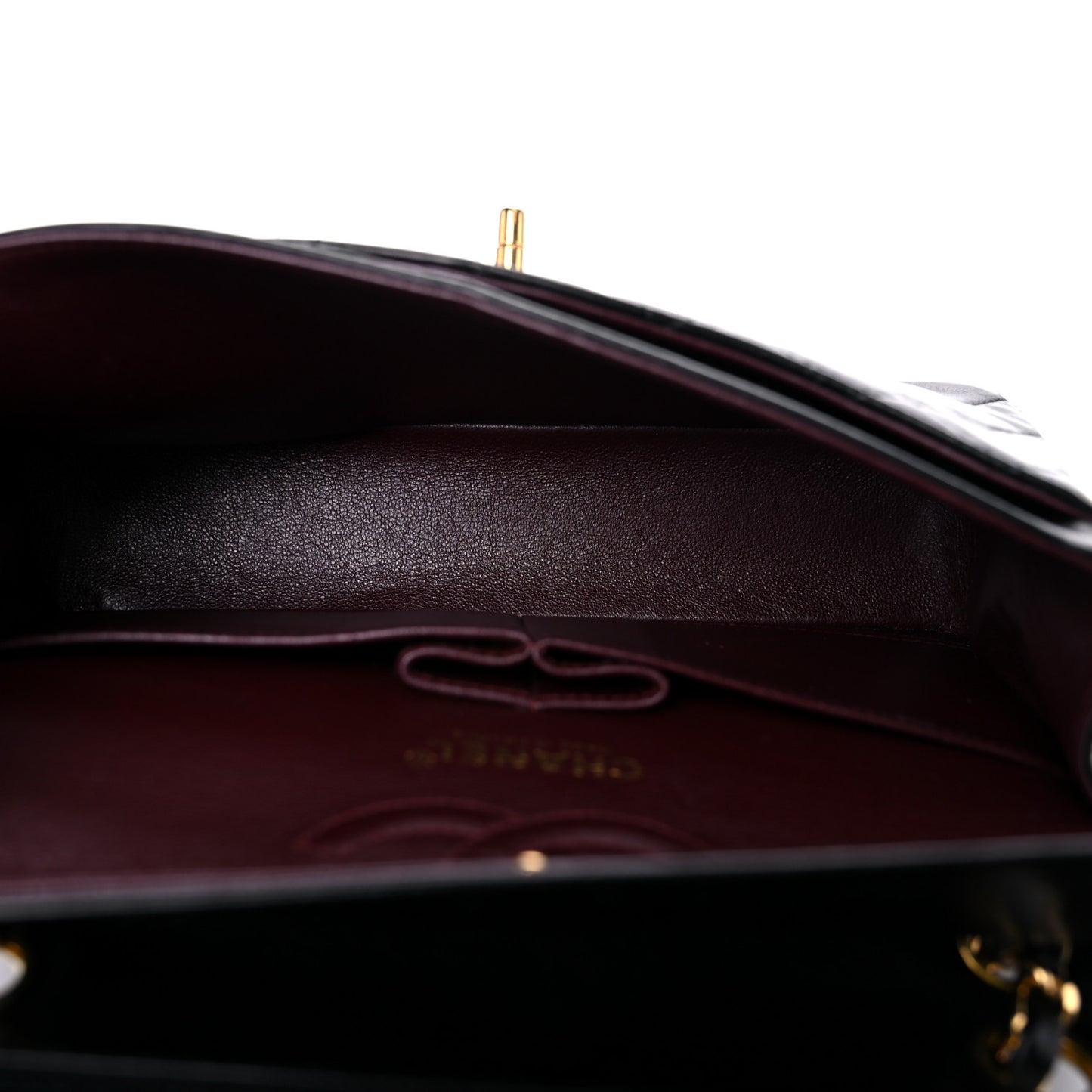 Lambskin Quilted Medium Double Flap Black