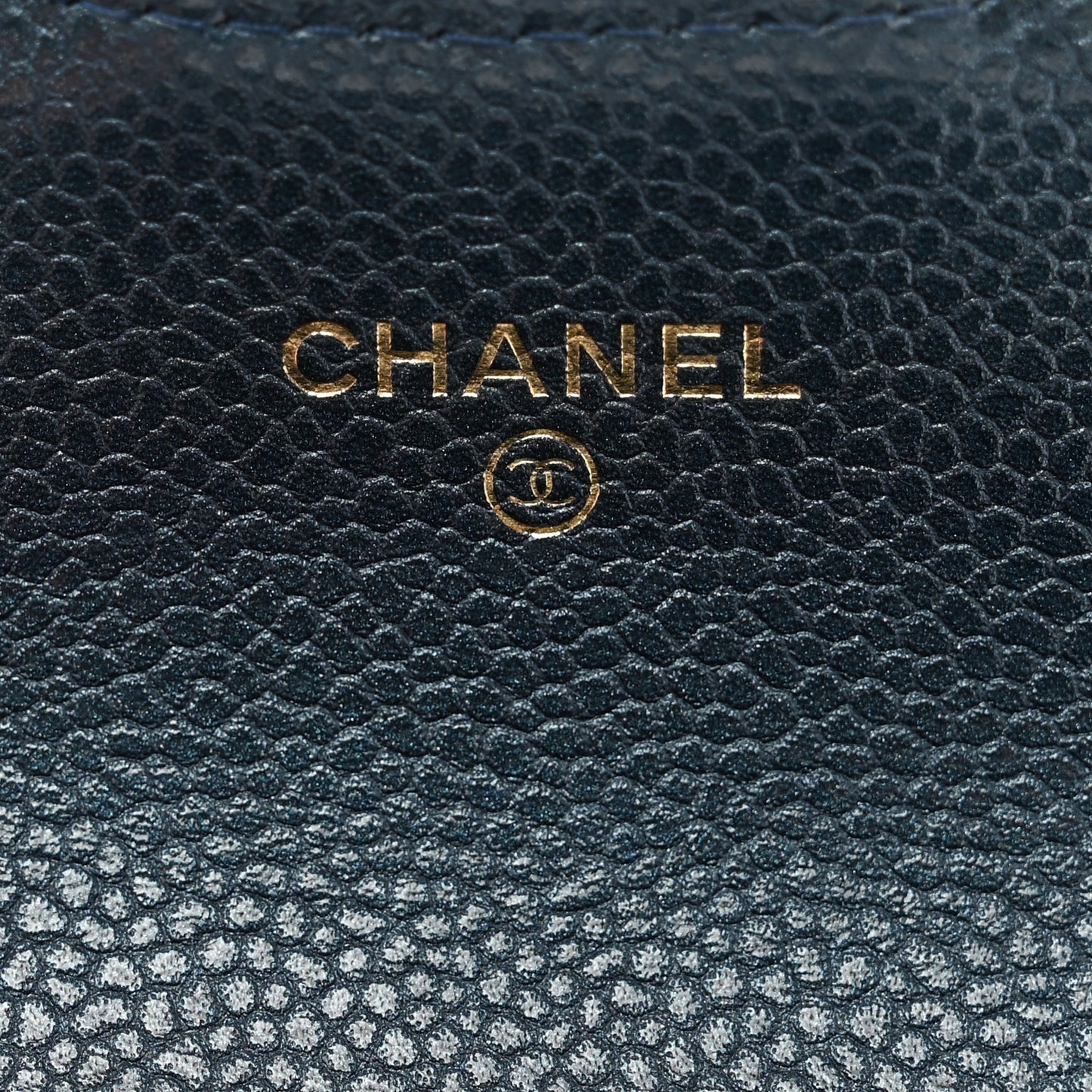 Metallic Caviar Quilted Flap Card Holder Wallet Dark Blue