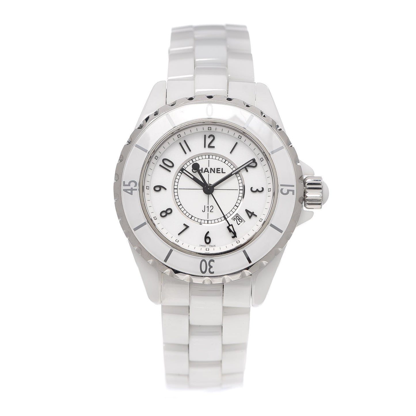 Stainless Steel Ceramic 33mm J12 Quartz Watch White