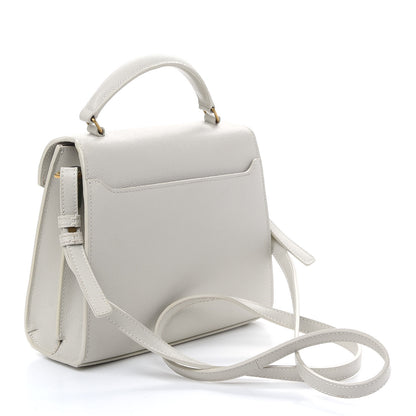 Saint Laurent Grain de Poudre Mini Classic Monogram Cassandra Top Handle Crema Soft Rouge Legion 3 of 8
