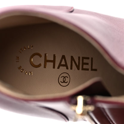 Chanel Lambskin Camelia CC Short Boots 40 Burgundy 7 of 8