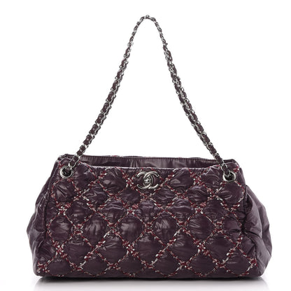 Chanel Nylon Quilted Tweed Stitch Bubble Tote Plum 1 of 7