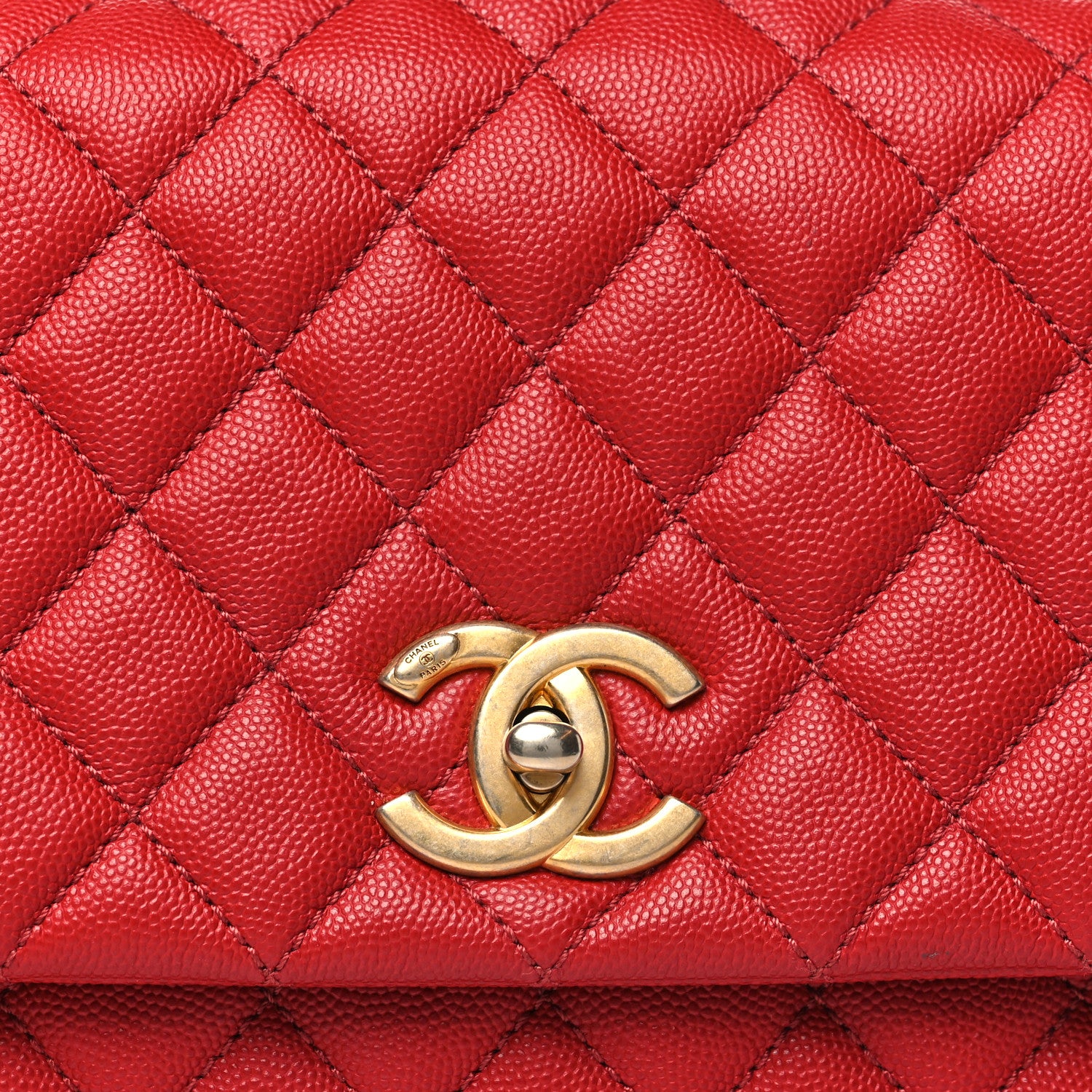 Chanel Caviar Lizard Embossed Quilted Small Coco Handle Flap Red 8 of 10