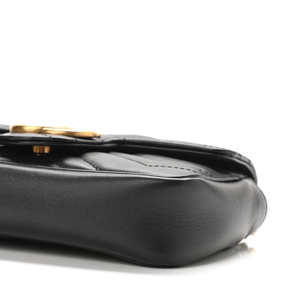 Gucci Calfskin Matelasse Super Mini GG Marmont Shoulder Bag Black 9 of 10