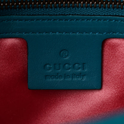 Gucci Velvet Matelasse Small GG Marmont Shoulder Bag Pavone Cyan 6 of 10