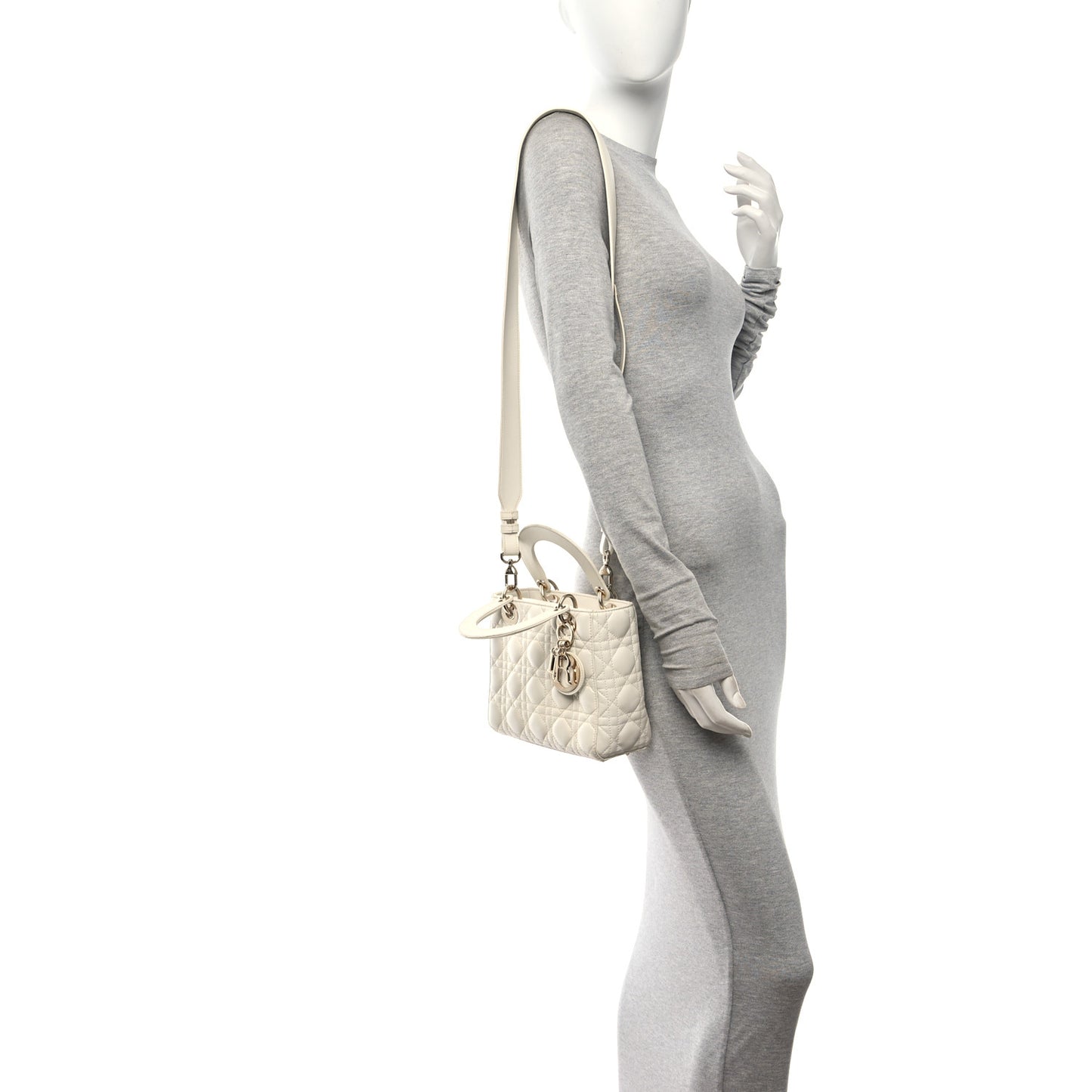 Lambskin Cannage Small My ABCDior Lady Dior White