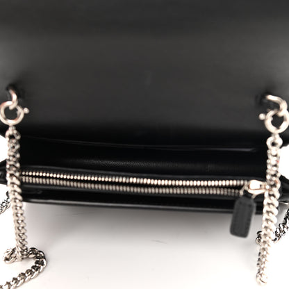 Saint Laurent Calfskin Lizard Embossed Monogram Sunset Chain Wallet Black 4 of 10