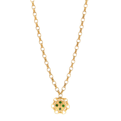 Chanel Crystal Gripoix Poured Glass Pendant Necklace Gold Green 1 of 8