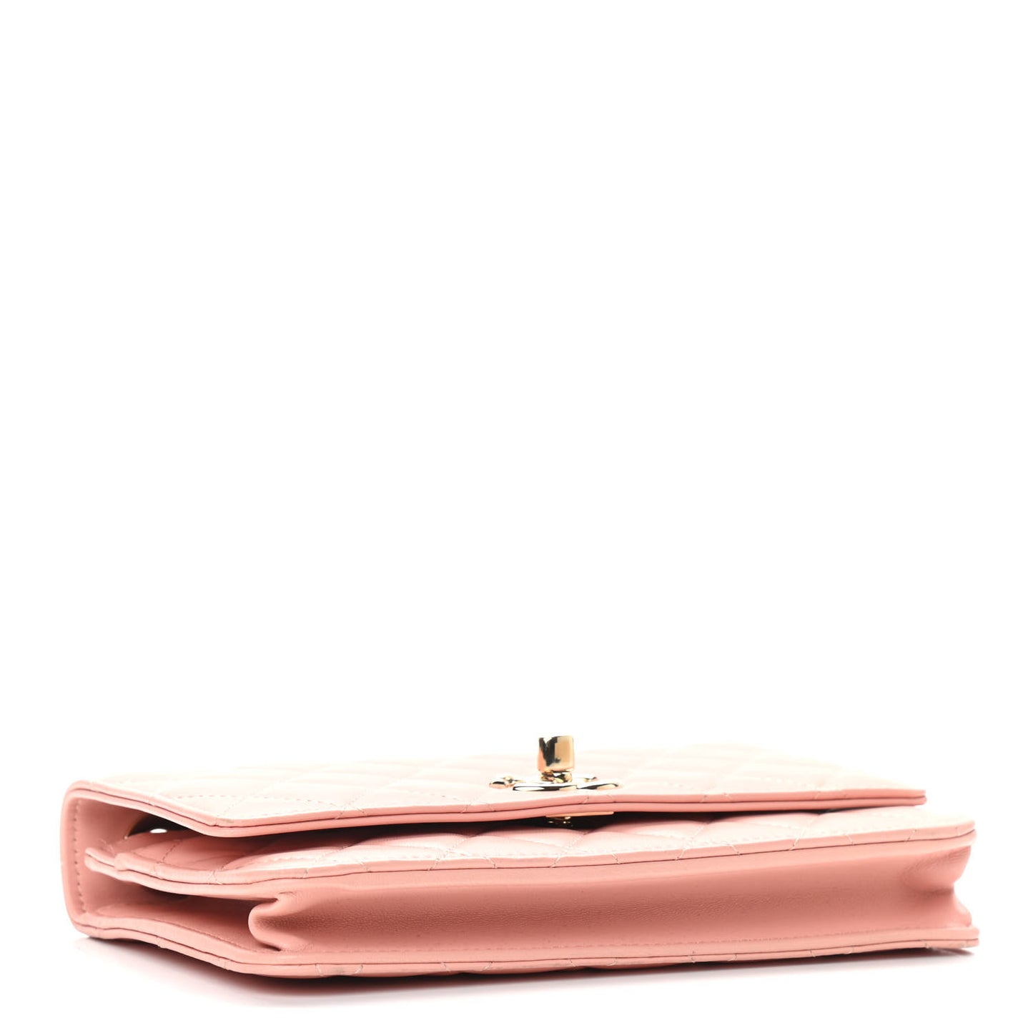 Lambskin Quilted Trendy CC Wallet On Chain WOC Pink
