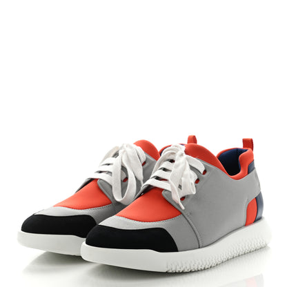 Hermes Epsom Technical Canvas Mens Vitesse Sneakers 44 Orange Multicolor 3 of 11
