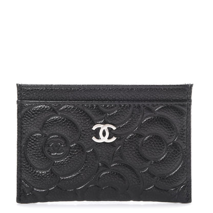 Chanel Caviar Camellia Embossed Card Holder Black 1 of 8