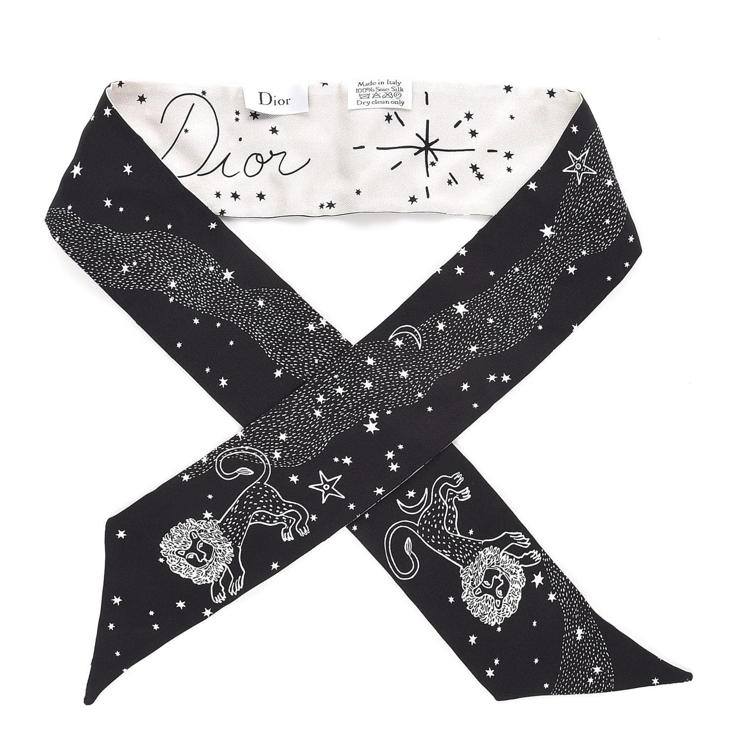 Silk Zodiac Leo Mitzah Scarf Black