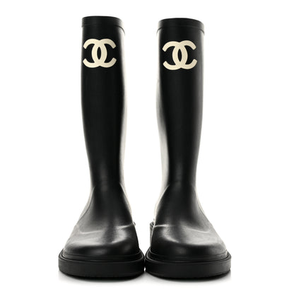 Chanel Caoutchouk CC High Boots 37 Black 3 of 9