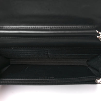 Chanel Sheepskin Chevron Wallet On Chain WOC Black 5 of 11