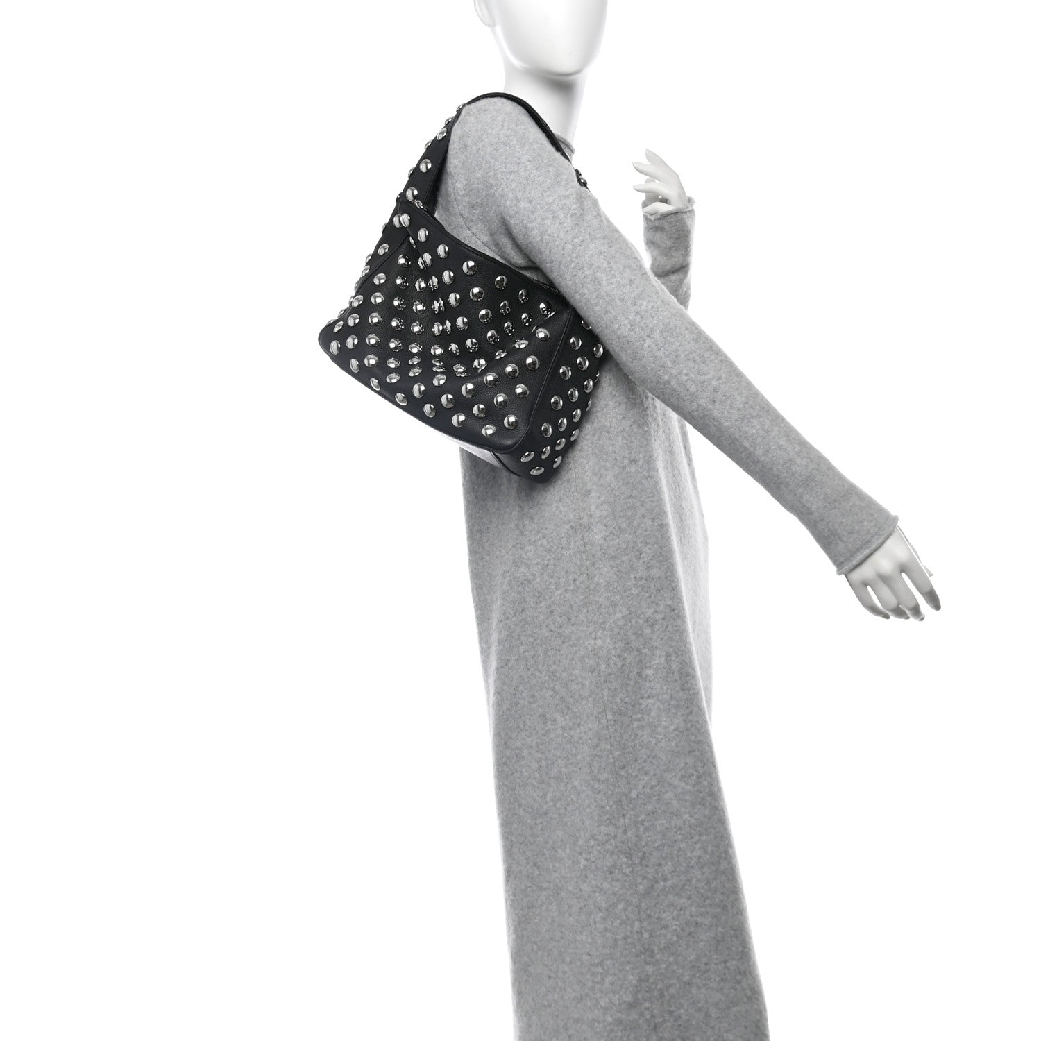 Khaite Pebbled Sport Calfskin Studded Elena Black 2 of 9