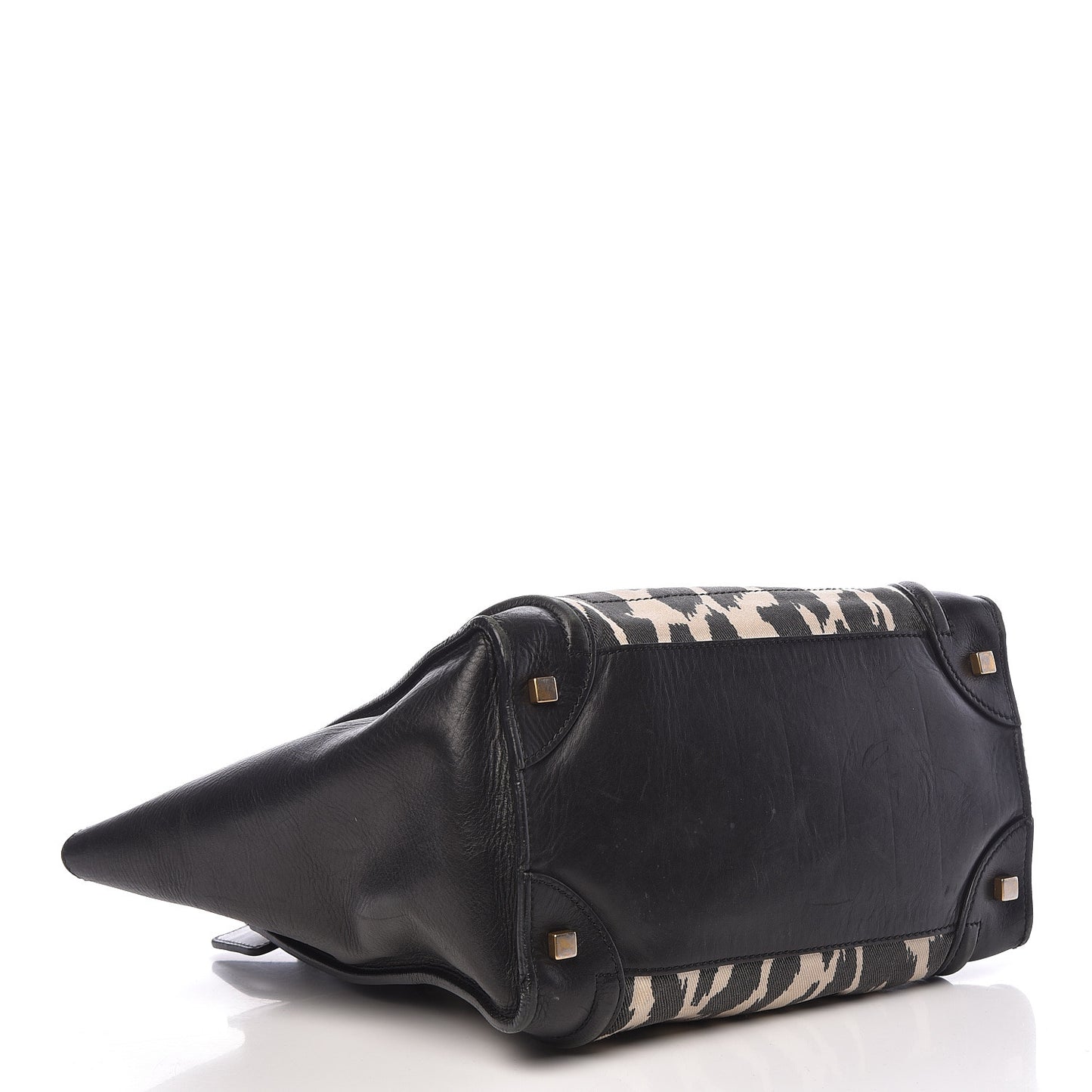 Canvas Smooth Calfskin Leopard Print Mini Luggage Black