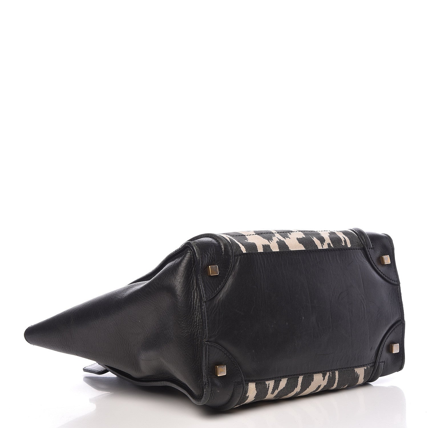 Celine Canvas Smooth Calfskin Leopard Print Mini Luggage Black 4 of 25
