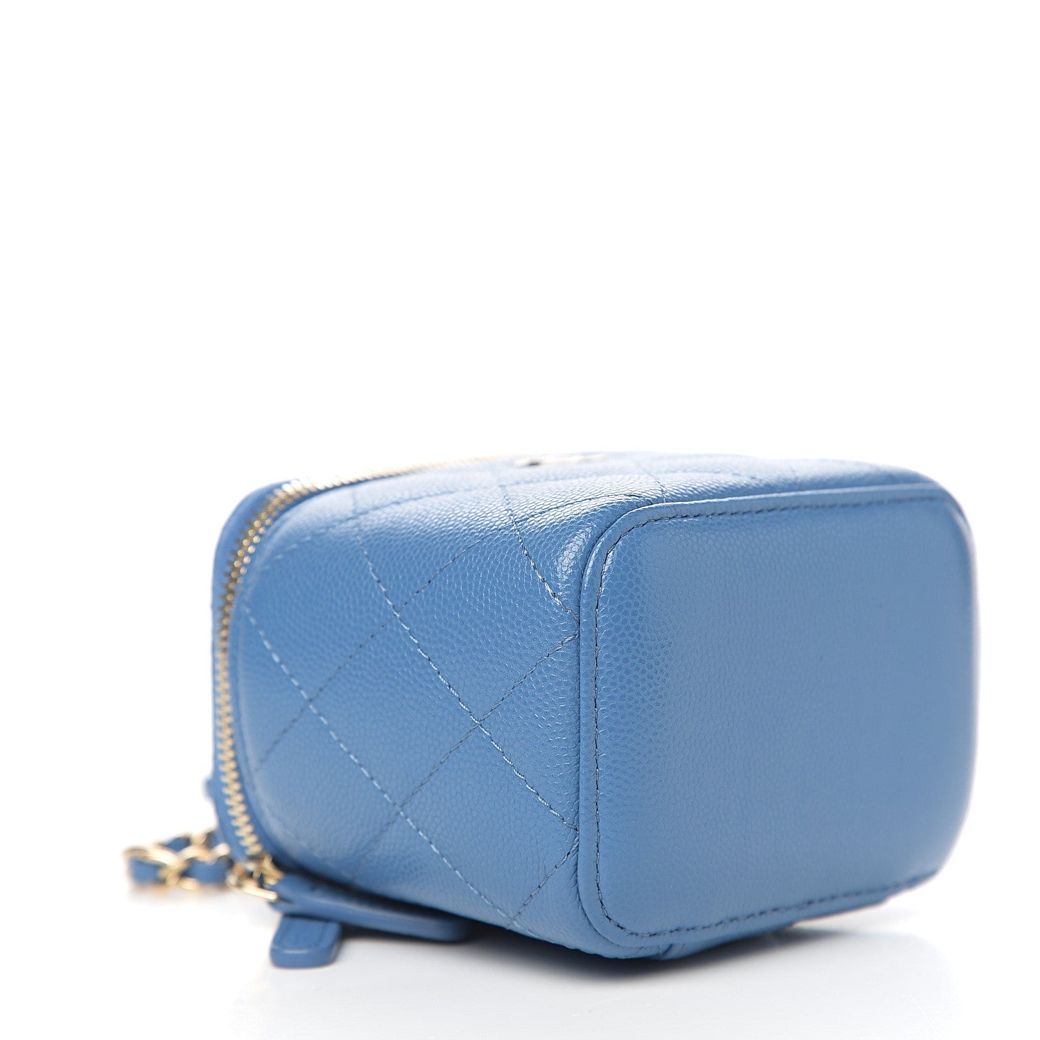 Chanel Caviar Quilted Mini Vanity Case With Chain Blue 3 of 8