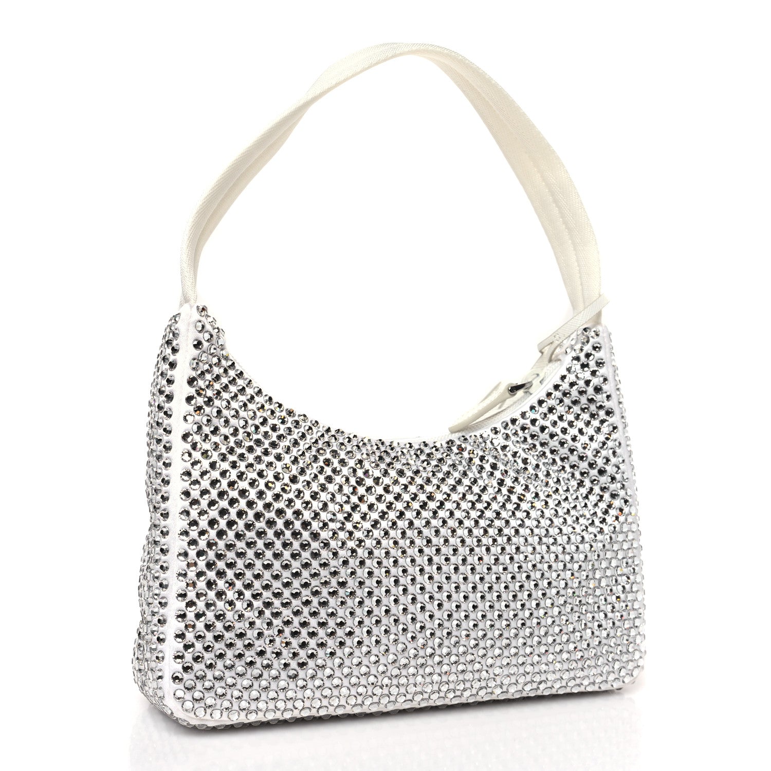 Prada Satin Crystal Mini Re-Edition 2000 Bag White 3 of 8