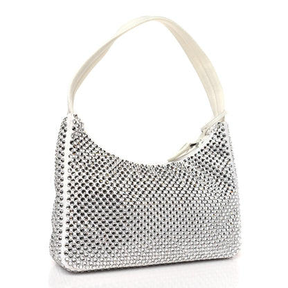 Prada Satin Crystal Mini Re-Edition 2000 Bag White 3 of 8