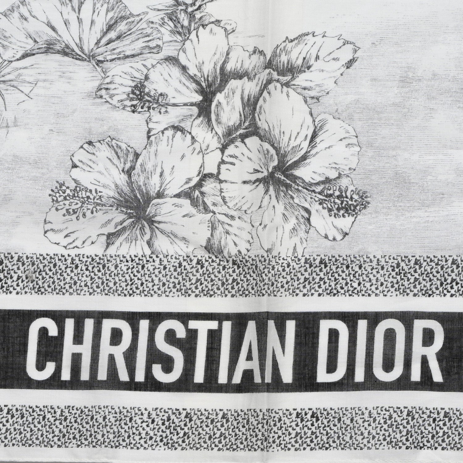 Christian Dior Cotton Toile De Jouy Scarf Black White 2 of 4