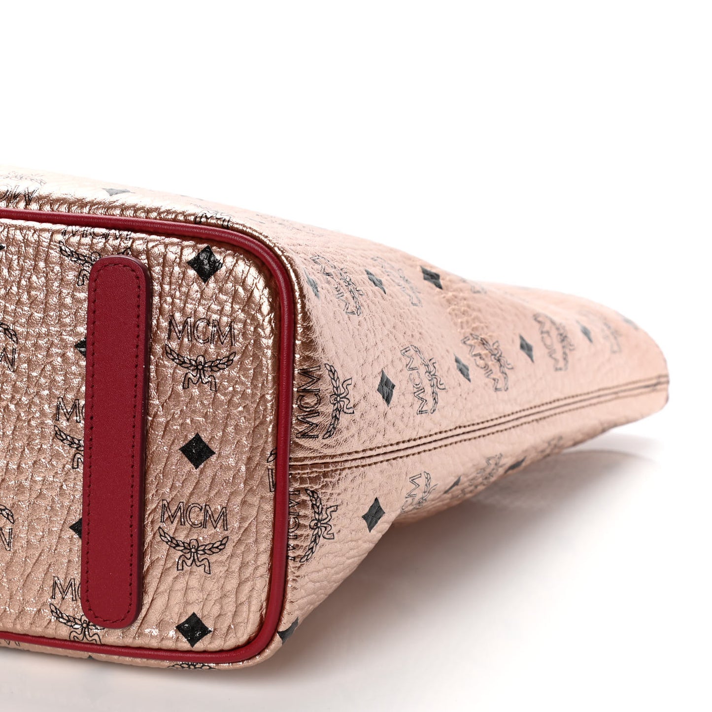 Metallic Visetos Medium Anya Shopper Tote Champagne Gold Red