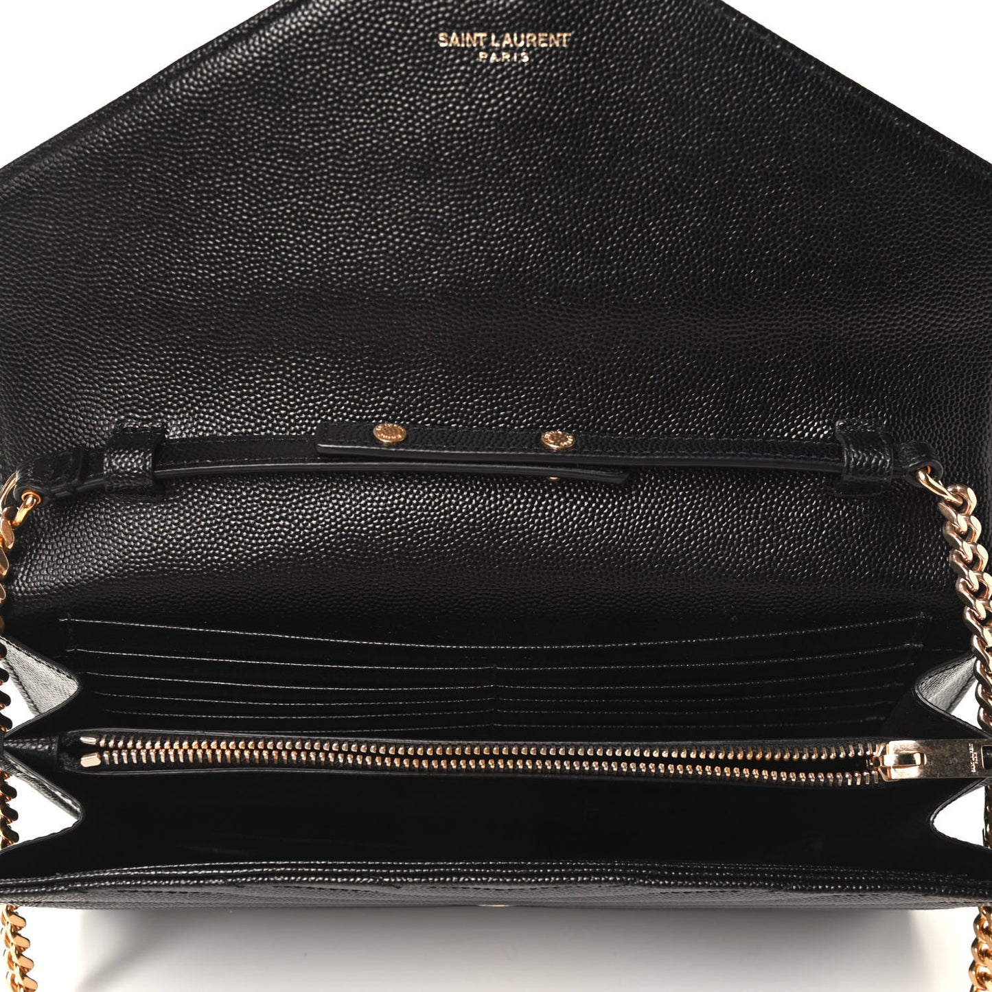 Grain De Poudre Matelasse Chevron Monogram Chain Wallet Black