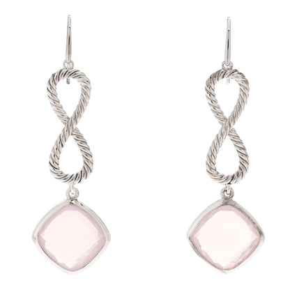 David Yurman Sterling Silver Rose Quartz Infinity Drop Earrings 1 of 4