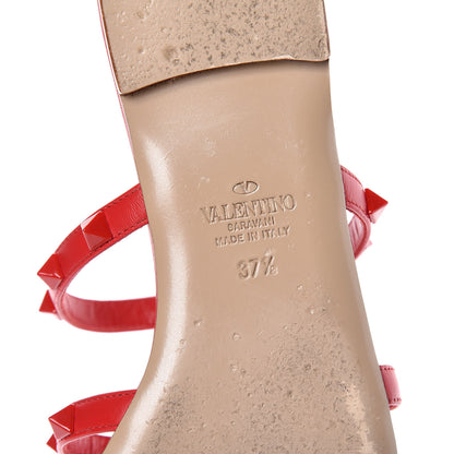 Valentino Garavani Calfskin Monochrome Rockstud Caged Flat Slide Sandals 37.5 Rouge Pur 8 of 17