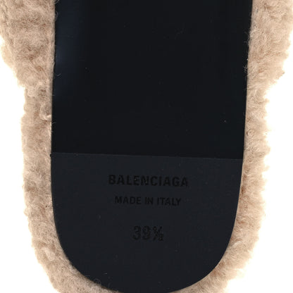 Balenciaga Faux Shearling Cosy BB Mules 39.5 Beige 7 of 9