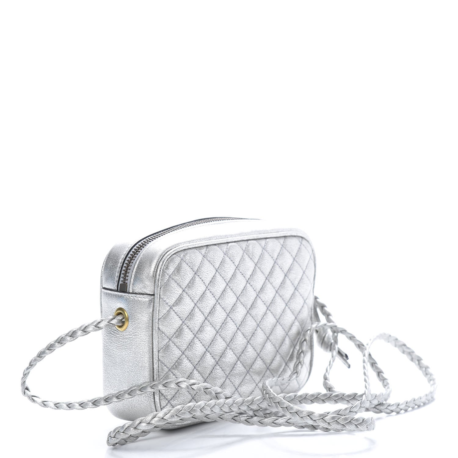 Gucci Laminated Nappa Web Trapuntata Mini GG Shoulder Bag Argento 2 of 10