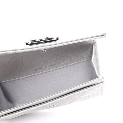 Chanel Metallic Caviar Quilted Boy Card Holder Wallet Silver 5 of 8