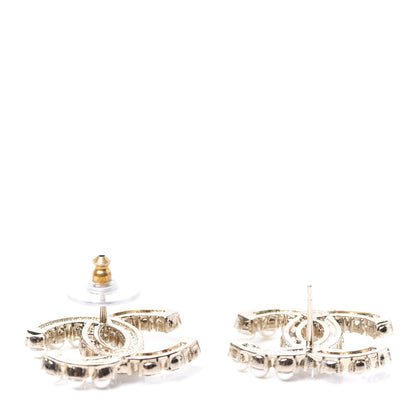 Chanel Crystal Pearl CC Dazzling Domino Earrings Gold 3 of 5
