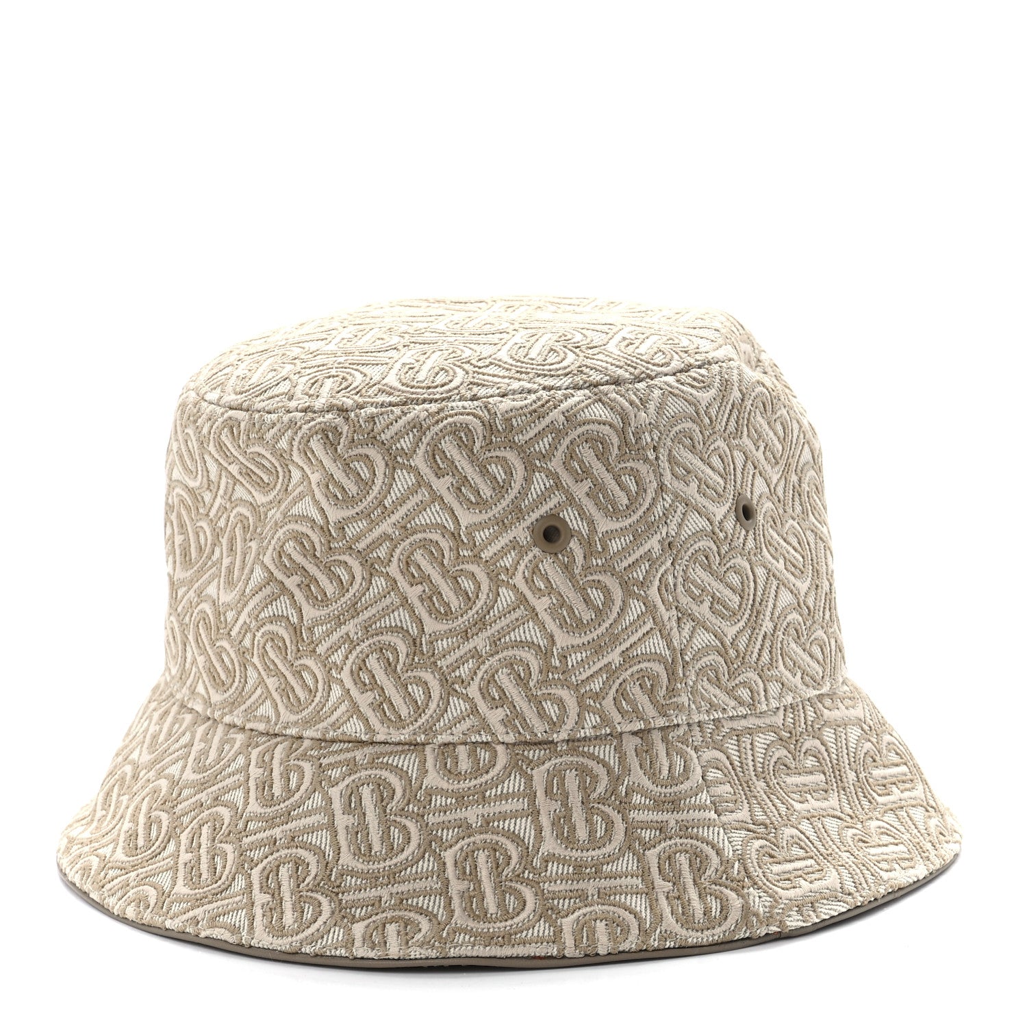 Burberry Linen Cotton Blend TB Embroidered Bucket Hat L Soft Fawn 1 of 8