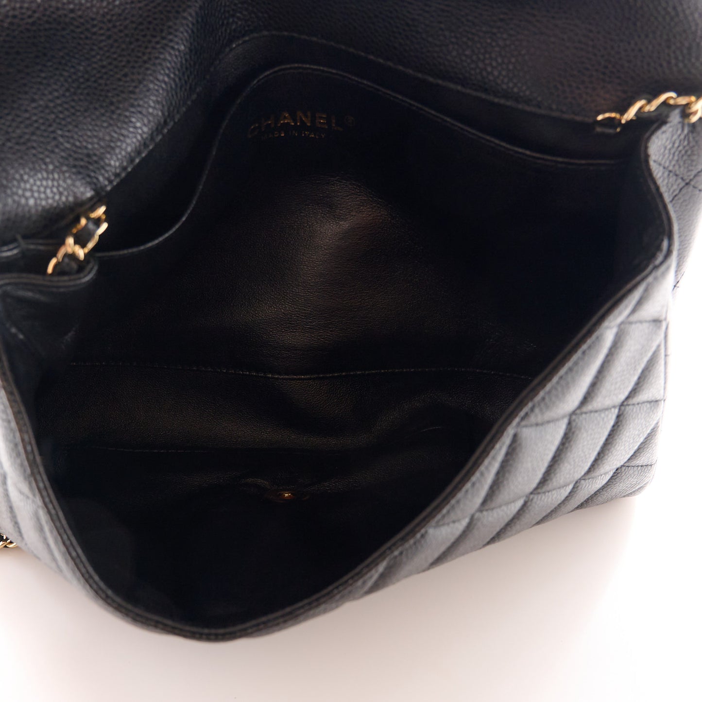 Caviar Quilted Clutch With Chain Flap Black