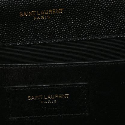 Saint Laurent Grain De Poudre Matelasse Chevron Medium Monogram Satchel Black 6 of 11