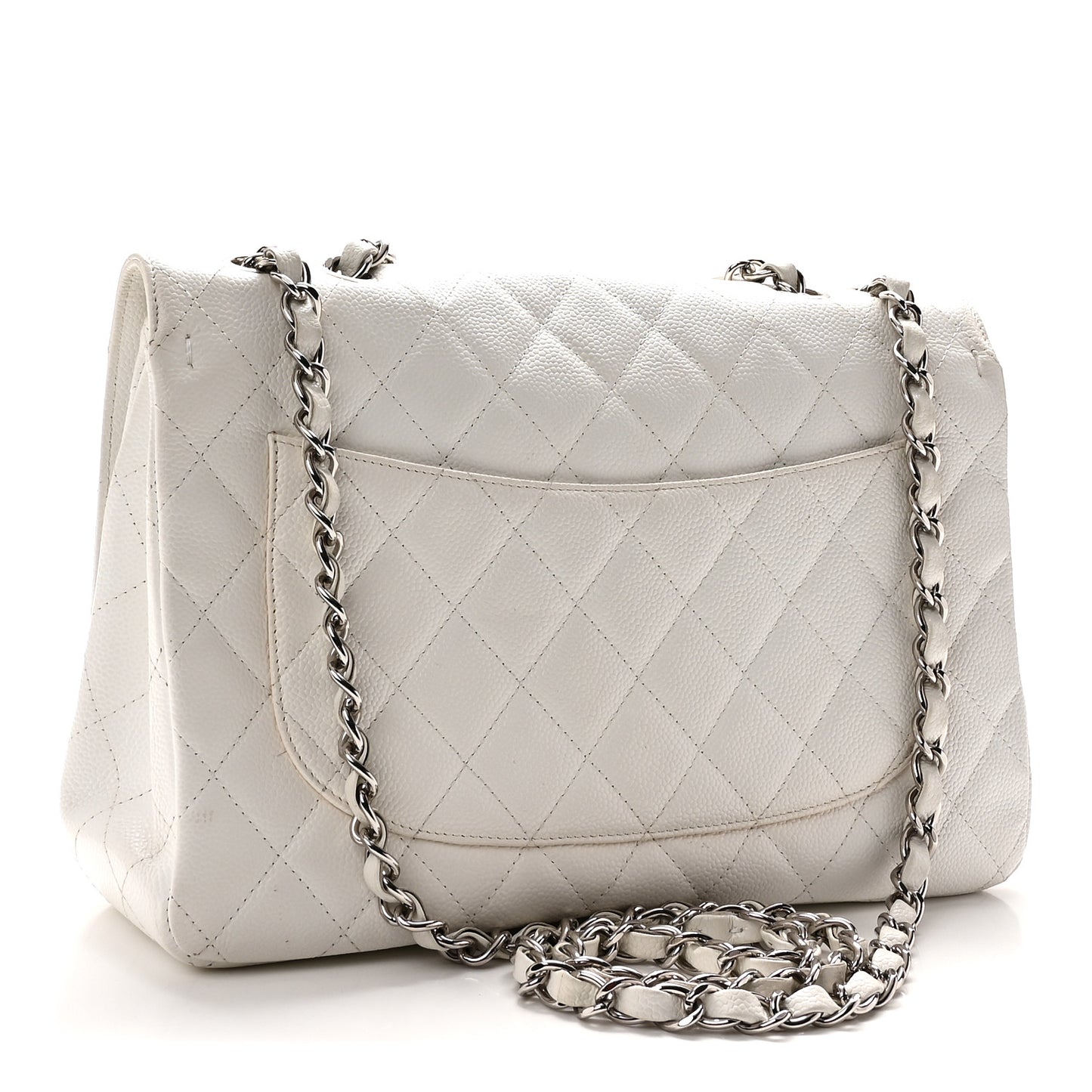 Caviar Quilted Jumbo Single Flap White