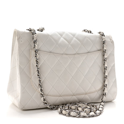 Chanel Caviar Quilted Jumbo Single Flap White 3 of 11