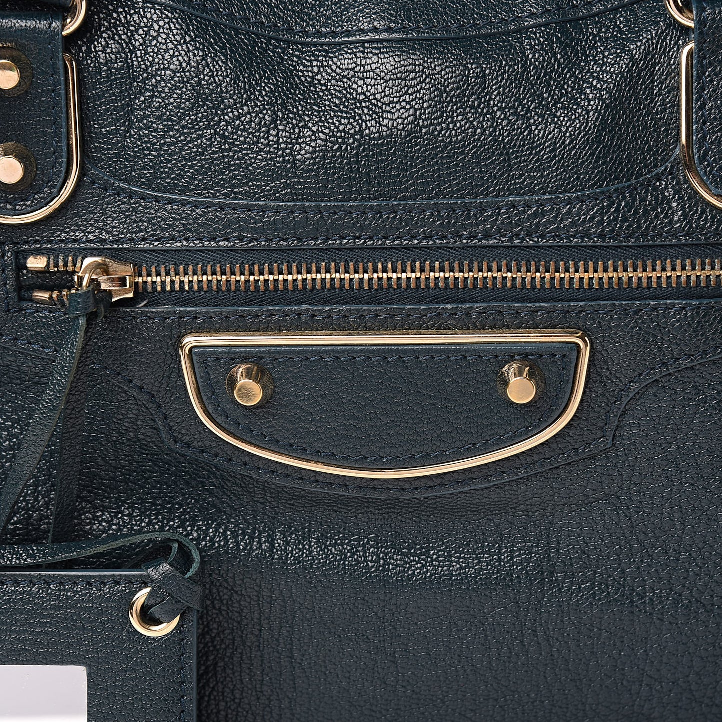 Chevre Gold Metallic Edge Hardware City Bleu Paon