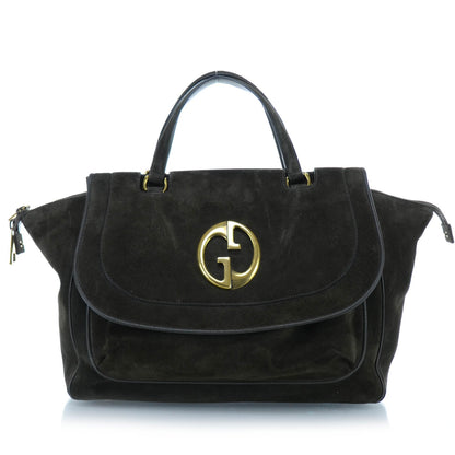 Gucci Suede Medium 1973 Top Handle Satchel Olive 1 of 13