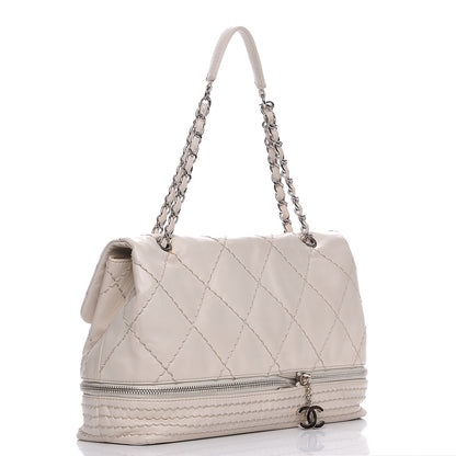 Chanel Calfskin Stitched Large Expandable Flap Bag White 3 of 7