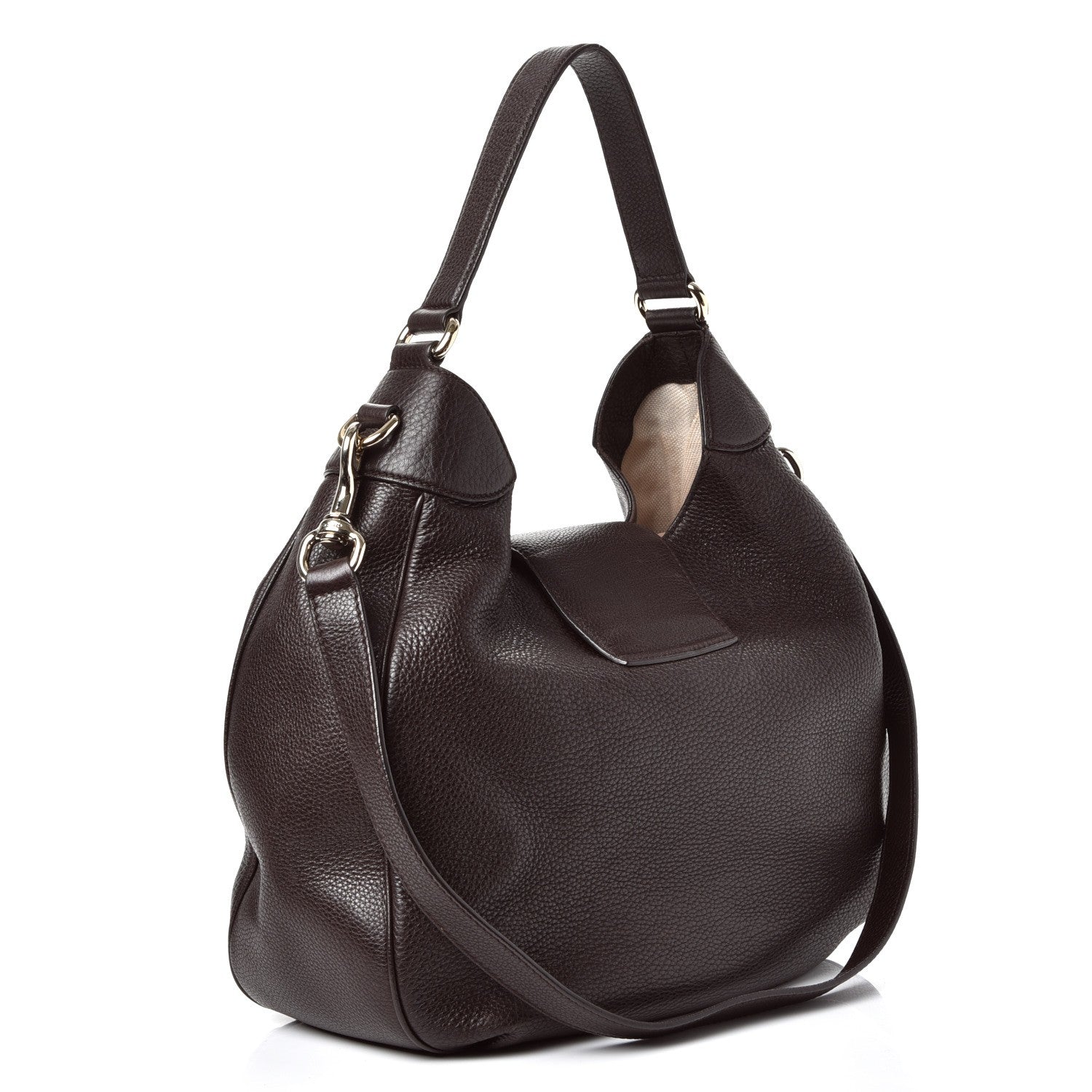 Gucci Calfskin Web Medium Dressage Hobo Coffee Brown 4 of 9