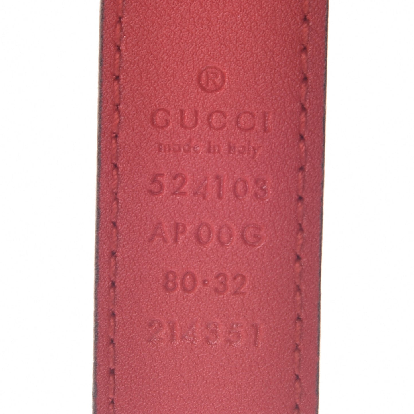 Moon Calfskin Torchon Double G 25mm Belt 80 32 Hibiscus Red