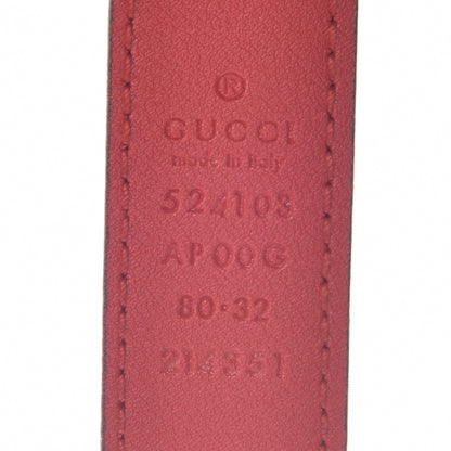Gucci Moon Calfskin Torchon Double G 25mm Belt 80 32 Hibiscus Red 5 of 7