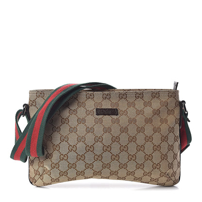 Gucci Monogram Web Small Flat Messenger Crossbody Dark Brown 1 of 10